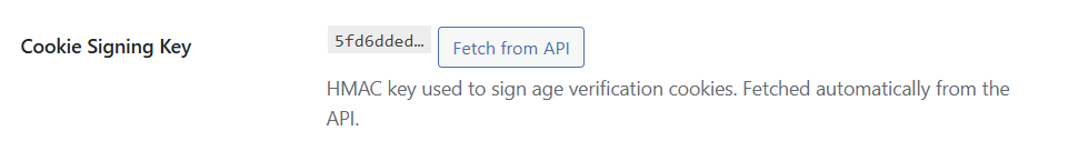 Cookie Signing Key showing truncated key value 5fd6dded...